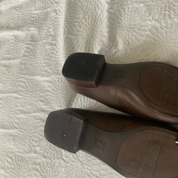 Naturalizer Brown Leather Loafers with Rounded Toe - Picture 3 of 4